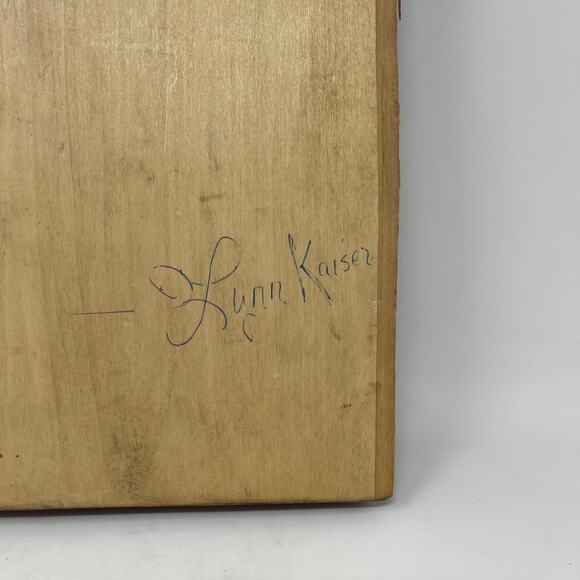 Kaisers Carvings Hand Carved Wall Art Boy Blue Overalls Dog Artist Lynn Kaiser - Picture 12 of 12